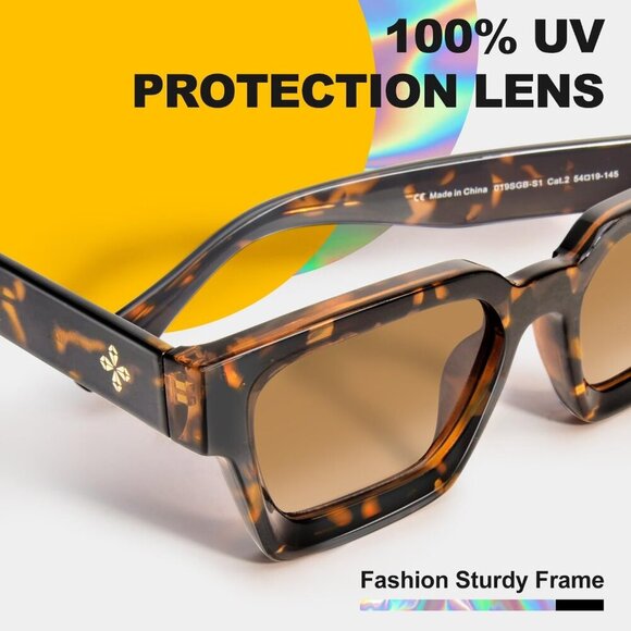 Unisex Sunglasses 100% UV400 Protection Rectangle TR90 Y2K Outdoor Fashion - Picture 7 of 9